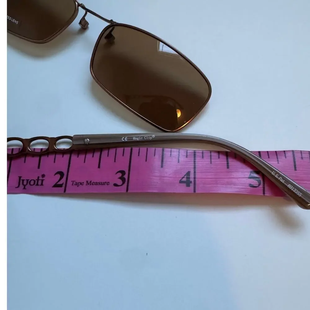 New Magic clips M384 COF square y2k brown glasses